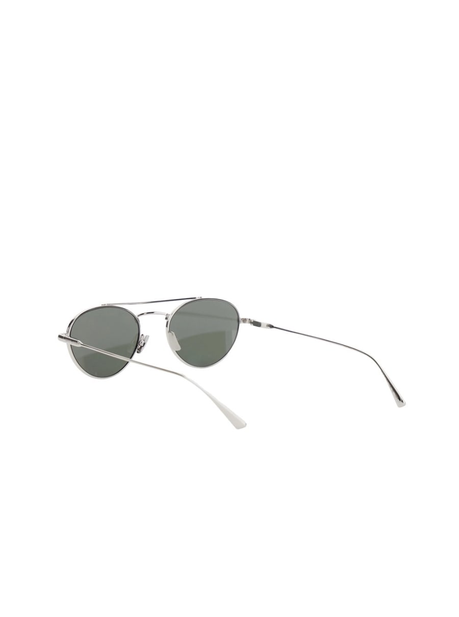 Saint Laurent Occhiali da Sole con Logo Inciso in Metallo Color Argento Donna, view 2