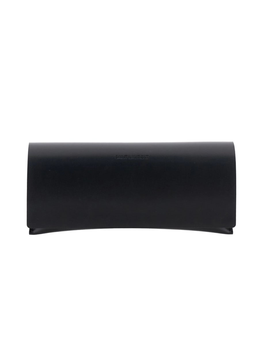 Saint Laurent Occhiali da Sole con Logo Inciso in Metallo Color Argento Donna, view 4