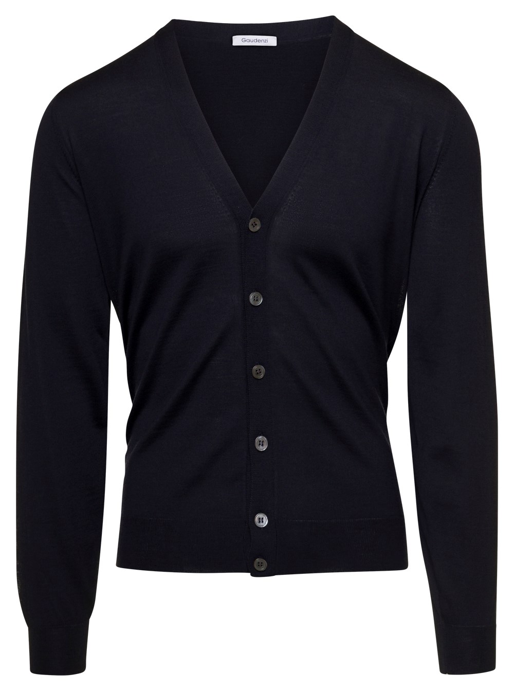 Gaudenzi Cardigan con Scollo a V e Maniche Lunghe in Lana Nero Uomo