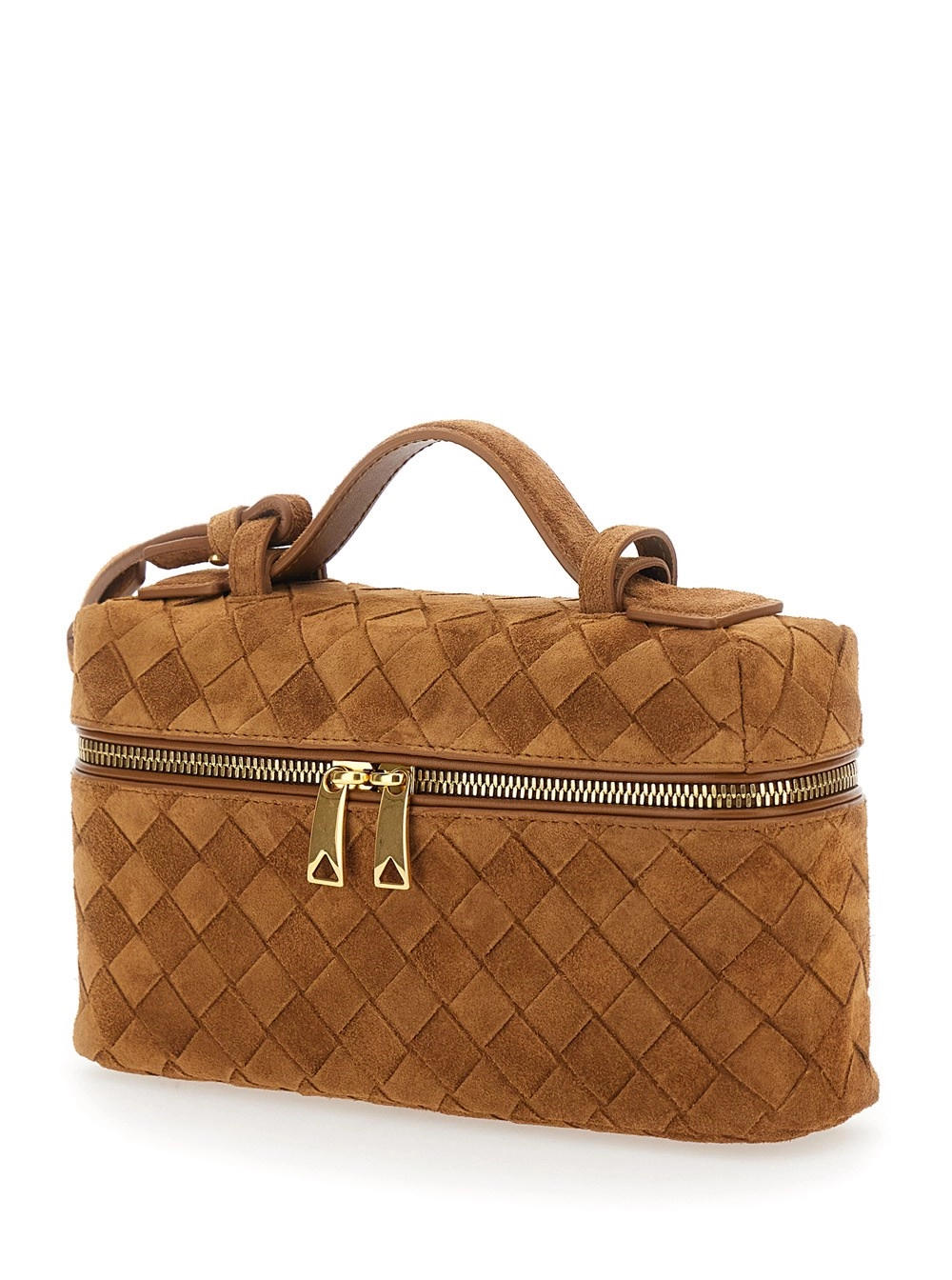 Bottega Veneta Borsa a Tracolla 'Bang Bang' con Tracolla Removibile e Motivo Intrecciato in Pelle Scamosciata Marrone Donna, view 2