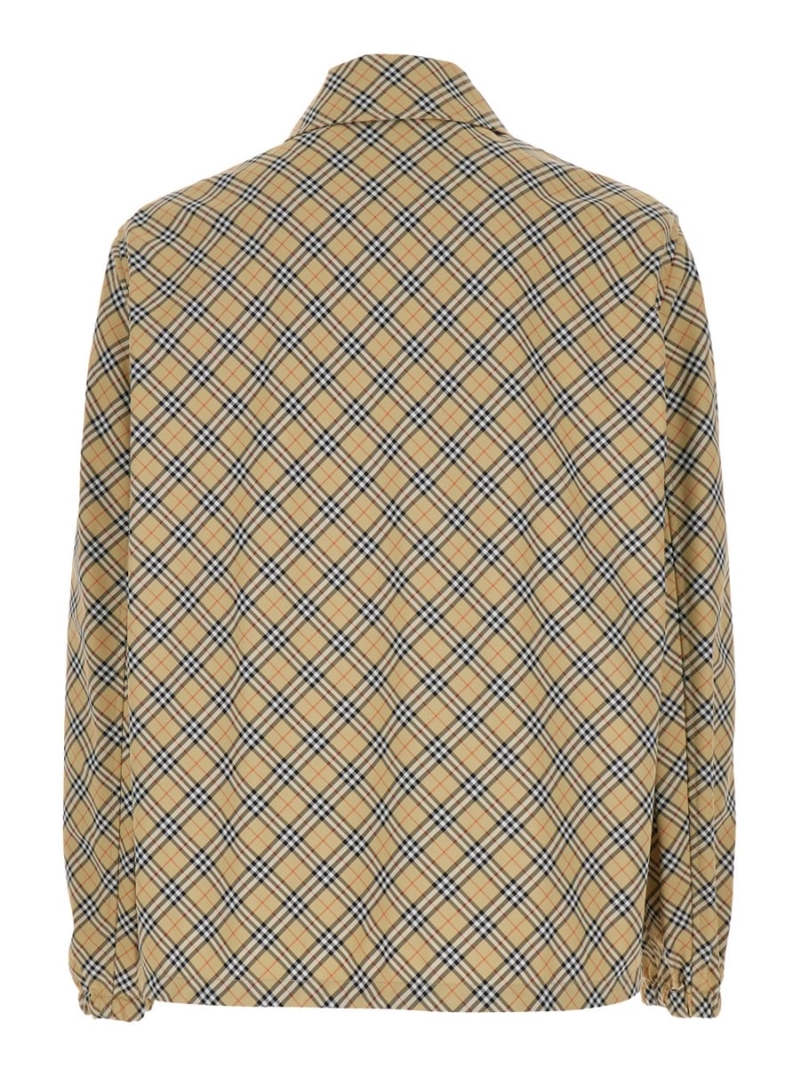 Burberry Giubbotto 'Slindon' con Colletto Classico e Motivo Check All-Over in Tessuto Tecnico Beige Uomo, view 2
