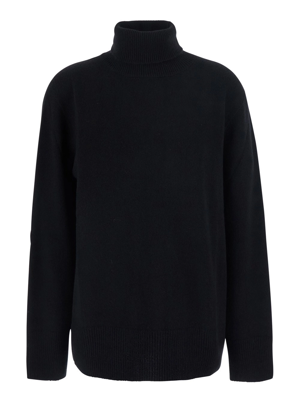 The Row Maglione 'STEPNY' con design a coste e collo alto in lana e Cashmere nero Donna