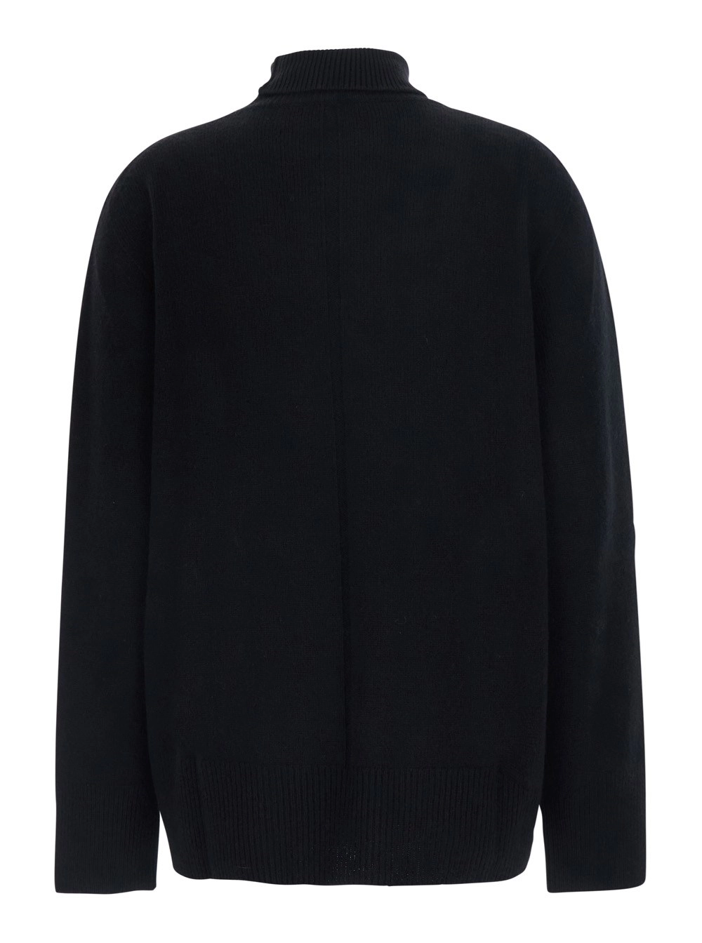 The Row Maglione 'STEPNY' con design a coste e collo alto in lana e Cashmere nero Donna, view 2