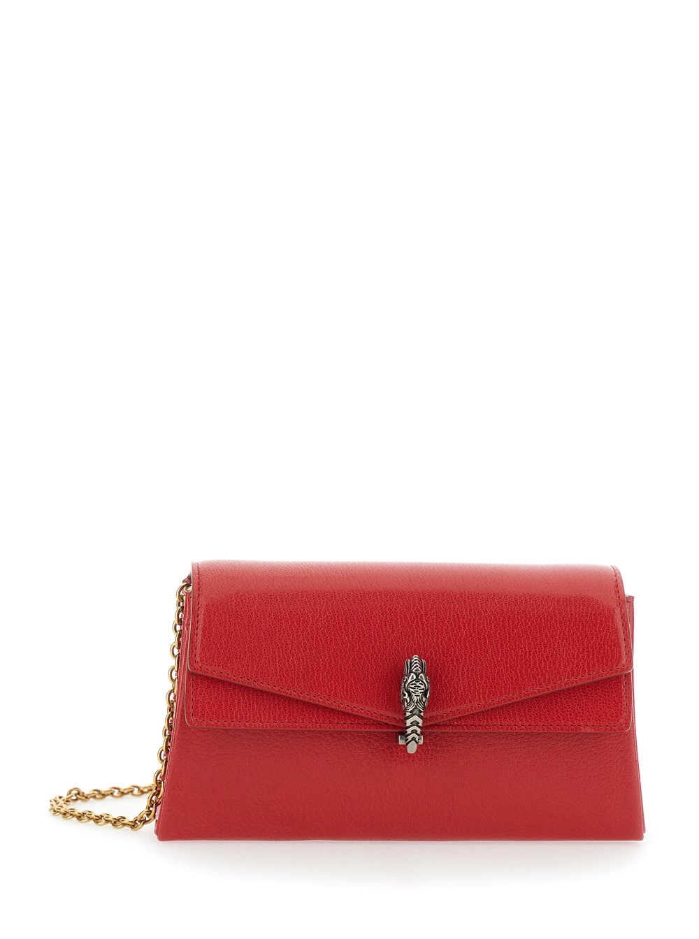 Gucci Borsa a Spalla 'Dyonisus' Piccola con Tracolla a Catena Removibile e Placca sul Fronte in Pelle Rossa Donna