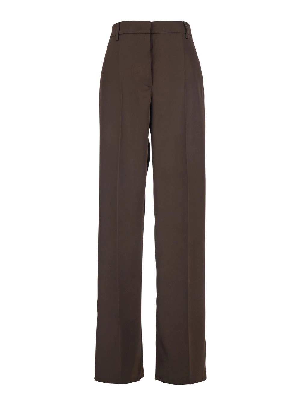 Leplain Pantaloni Sartoriali con Pences sul Fronte in Satin Marroni Donna