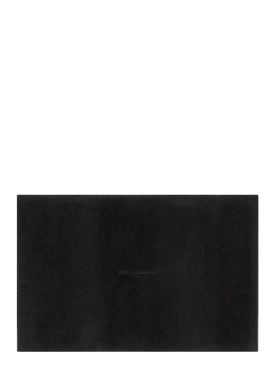 Dolce & gabbana casa Vassoio Rettangolare con Stampa Logo All-Over in Legno Laccato Nero e Nero Unisex, view 2