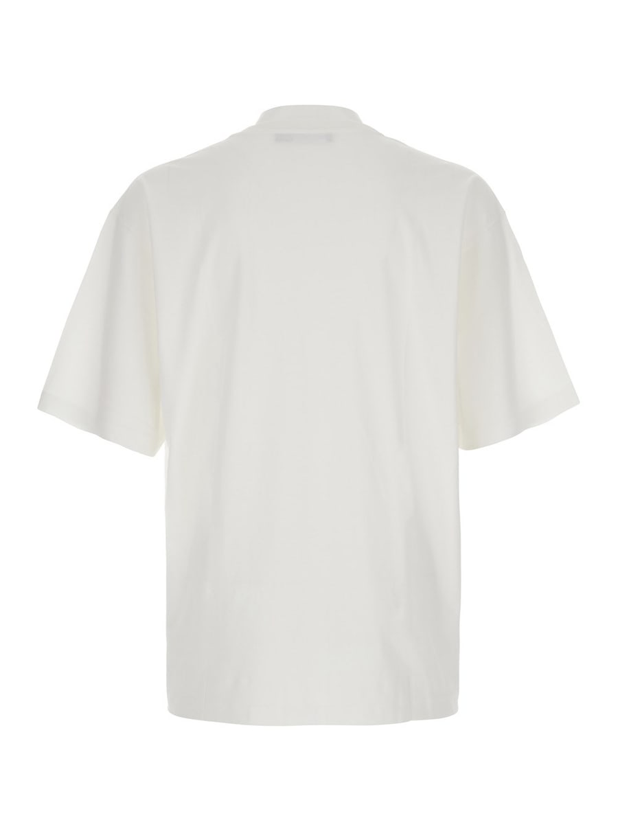 Dolce & Gabbana T-Shirt Oversize con Maxi Logo sul Fronte in Cotone Bianca Uomo, view 2
