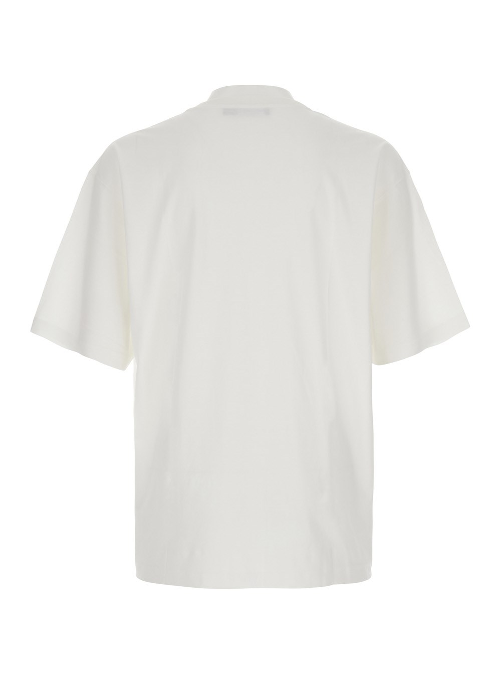 Dolce & Gabbana T-Shirt Oversize con Maxi Logo sul Fronte in Cotone Bianca Uomo, view 2