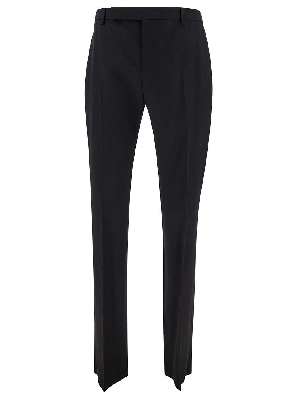 Saint Laurent Pantaloni Sartoriali con Pinces sul Fronte in Lana Nera Uomo