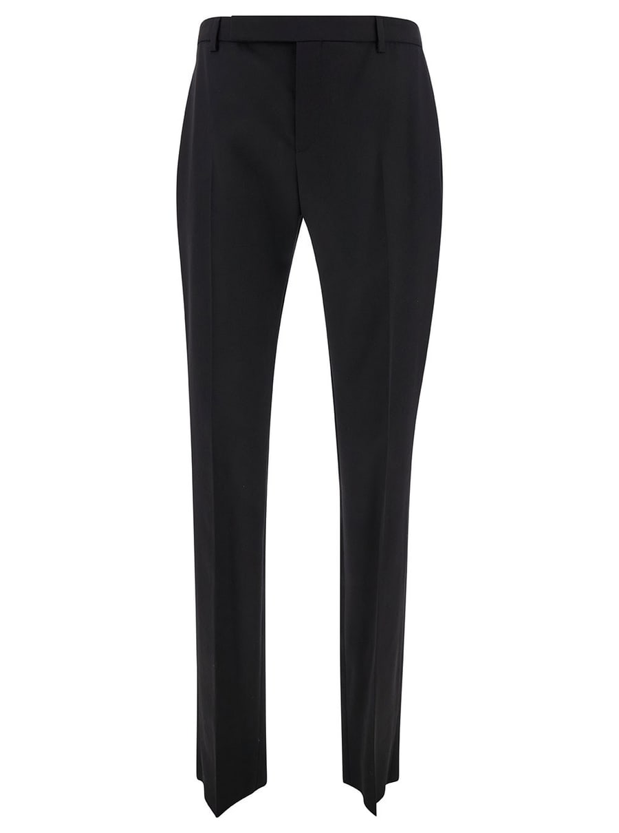 Saint Laurent Pantaloni Sartoriali con Pinces sul Fronte in Lana Nera Uomo