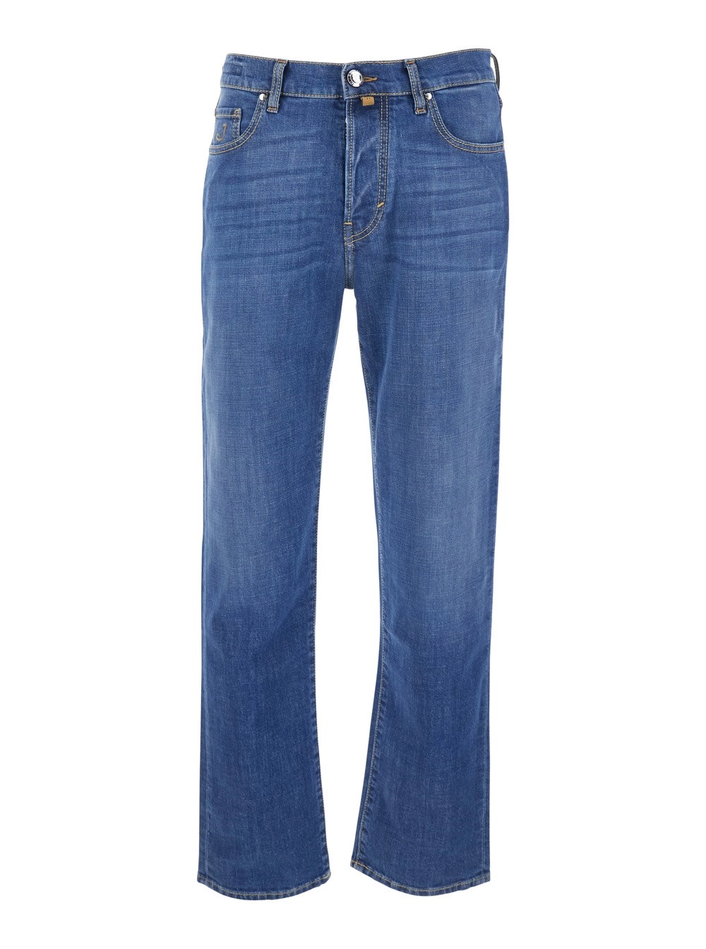 Jacob cohen Jeans 'Edo' con Doppio Patch Logo sul Retro e Ricamo Logo sul Fronte in Denim Blu Uomo