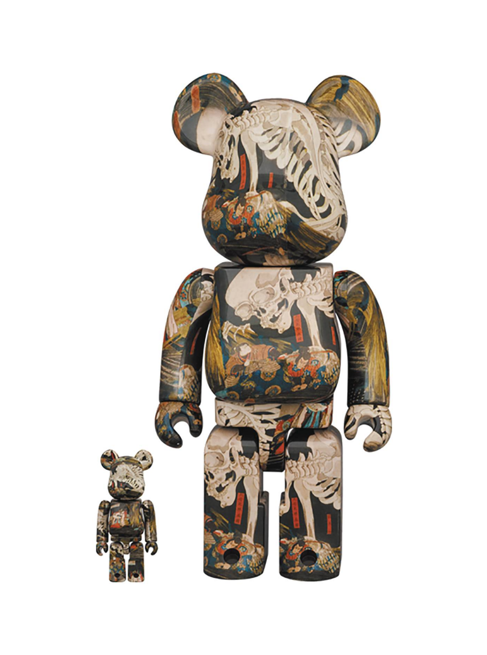Medicom toy BEARBRICK 400% UTAGAWA KUNIYOSHI THE HAUNTED OLD PALACE AT SOMA 2-PACK è un giocattolo in plastica marrone unisex