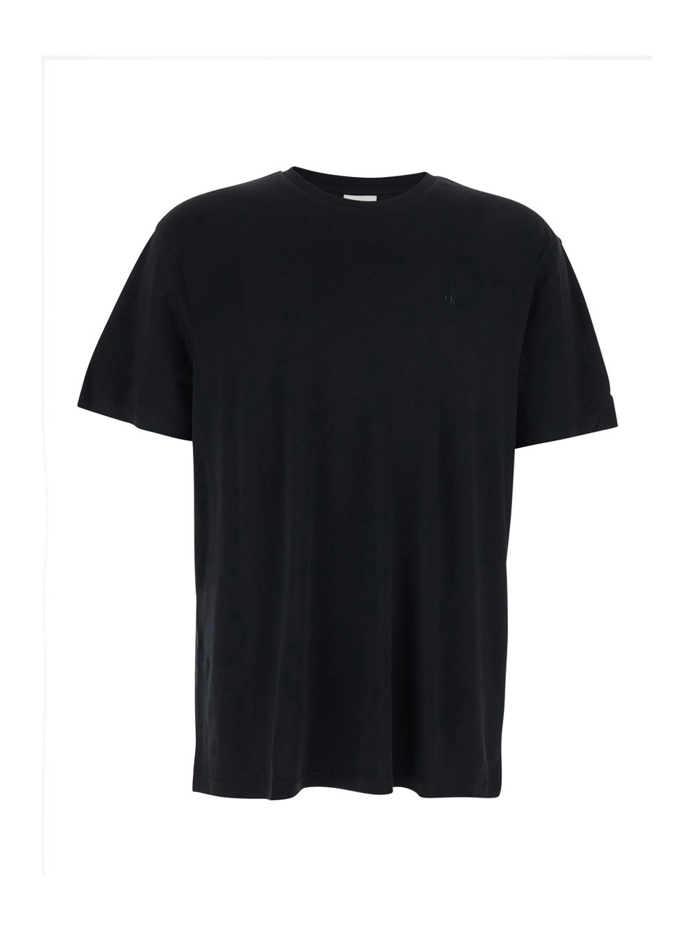 Calvin klein T-Shirt con Logo Tono su Tono sul Fronte in Cotone Nera Uomo