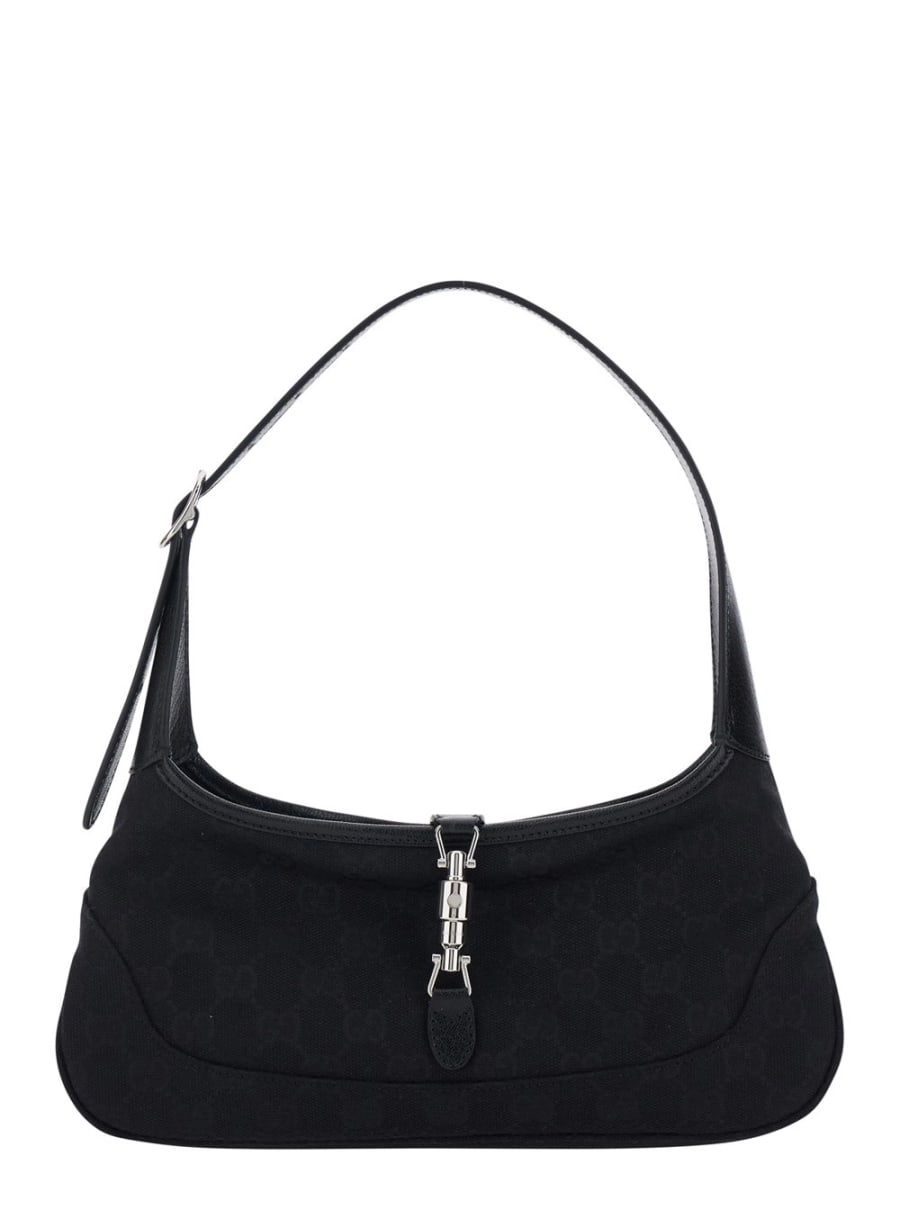 Gucci Borsa a Spalla 'Jackie' con Tracolla e Chiusura sul Fronte in Tessuto GG Nera Donna