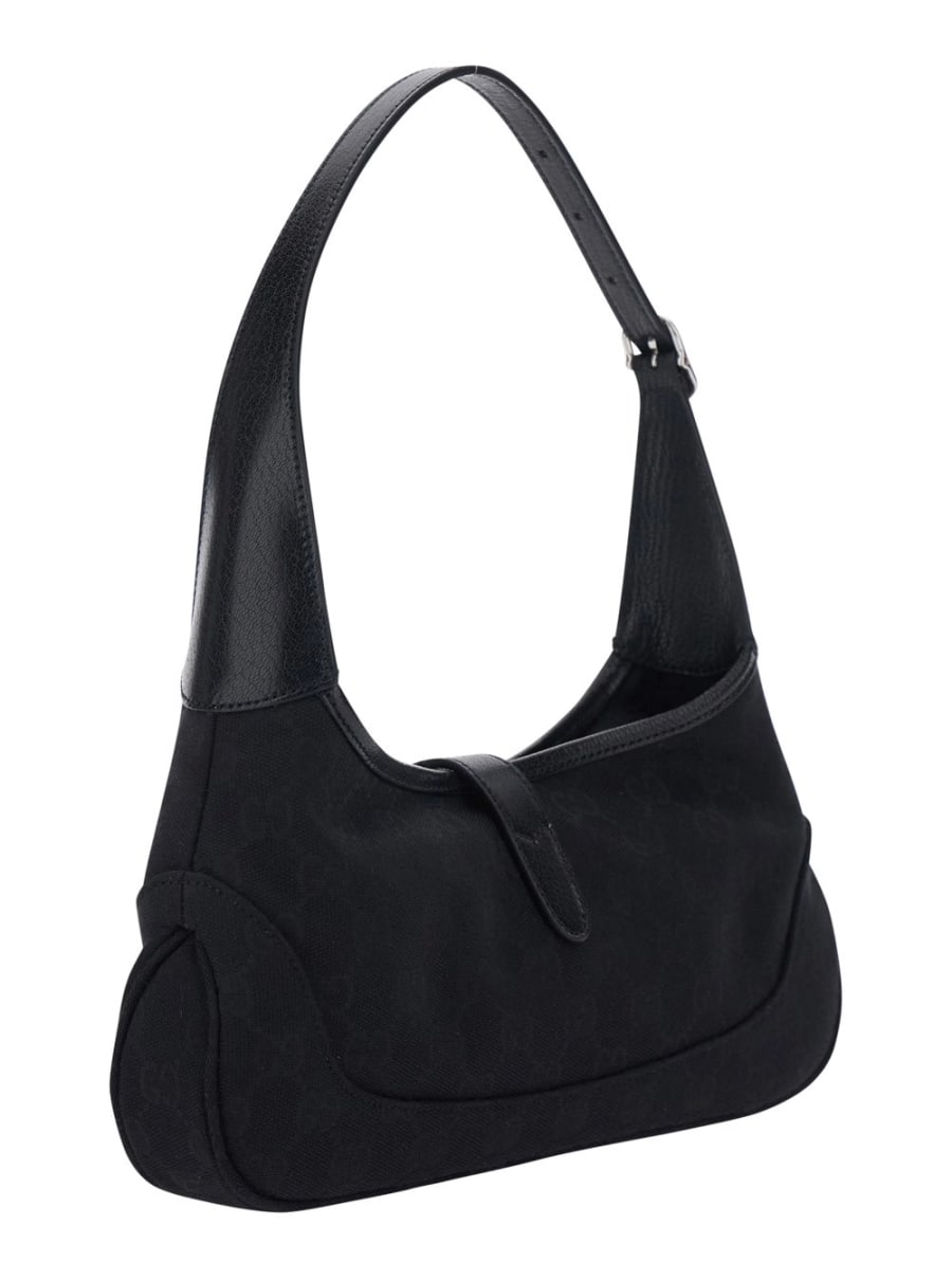 Gucci Borsa a Spalla 'Jackie' con Tracolla e Chiusura sul Fronte in Tessuto GG Nera Donna, view 3