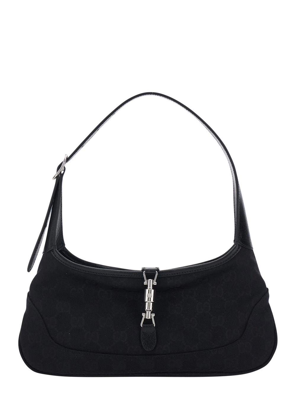 Gucci Borsa a Spalla 'Jackie' con Tracolla e Chiusura sul Fronte in Tessuto GG Nera Donna