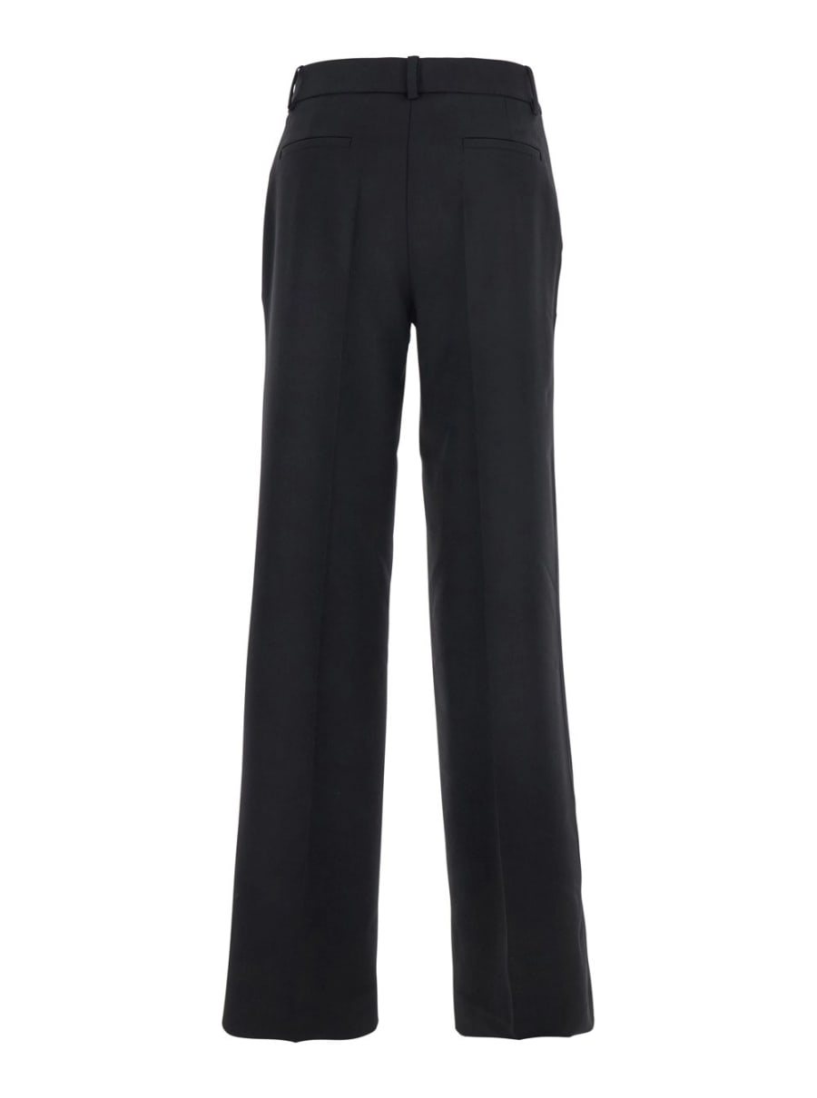 P.A.R.O.S.H. Pantalone con Passanti per Cintura in Lana Stretch Nero Donna, view 2