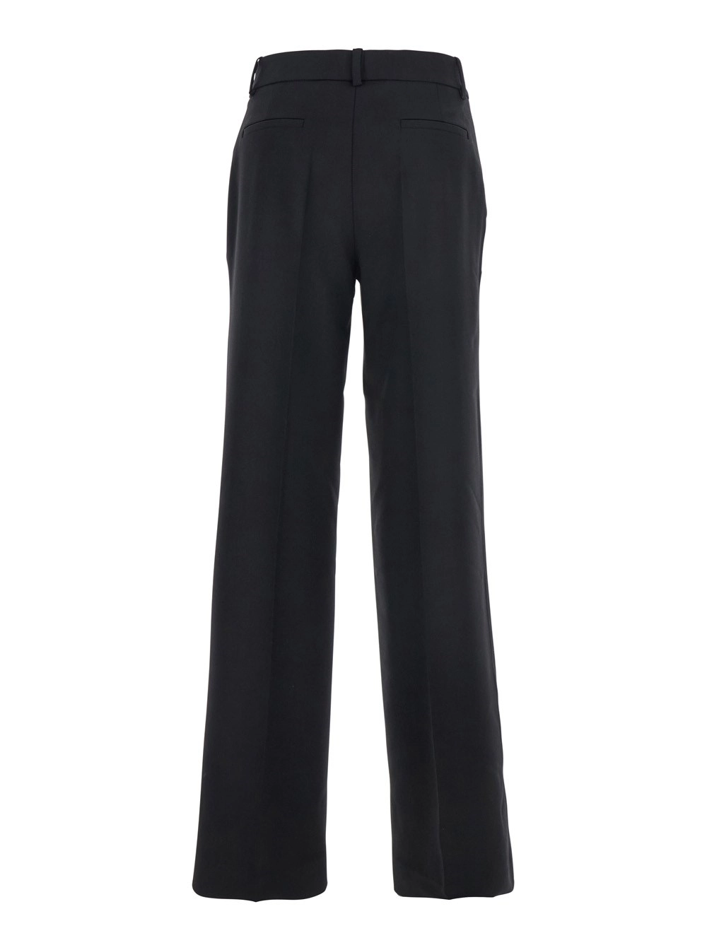 P.A.R.O.S.H. Pantalone con Passanti per Cintura in Lana Stretch Nero Donna, view 2