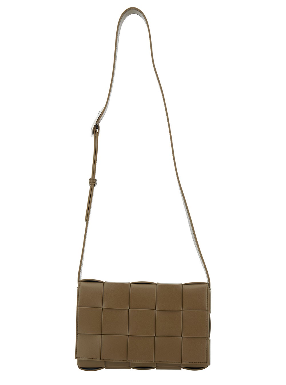 Bottega Veneta Borsa a Tracolla 'Casette Media' con Motivo Intreccio in Pelle Marrone Uomo