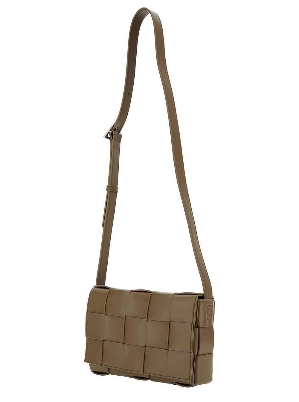 Bottega Veneta Borsa a Tracolla 'Casette Media' con Motivo Intreccio in Pelle Marrone Uomo, view 2