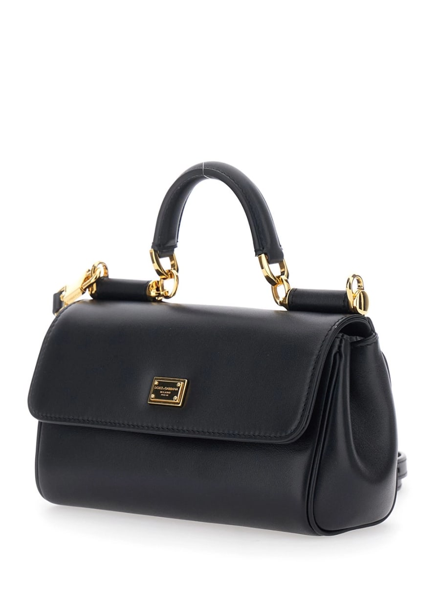 Dolce & Gabbana Borsa a Tracolla 'My Sicily' Mini con Tracolla Regolabile e Removibile in Pelle Nera Donna, view 2