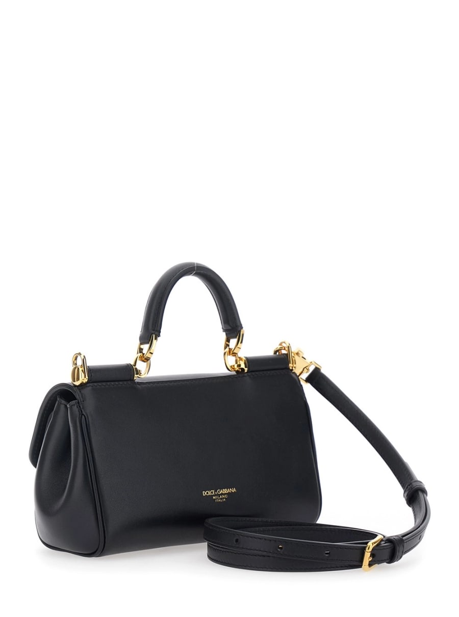 Dolce & Gabbana Borsa a Tracolla 'My Sicily' Mini con Tracolla Regolabile e Removibile in Pelle Nera Donna, view 3