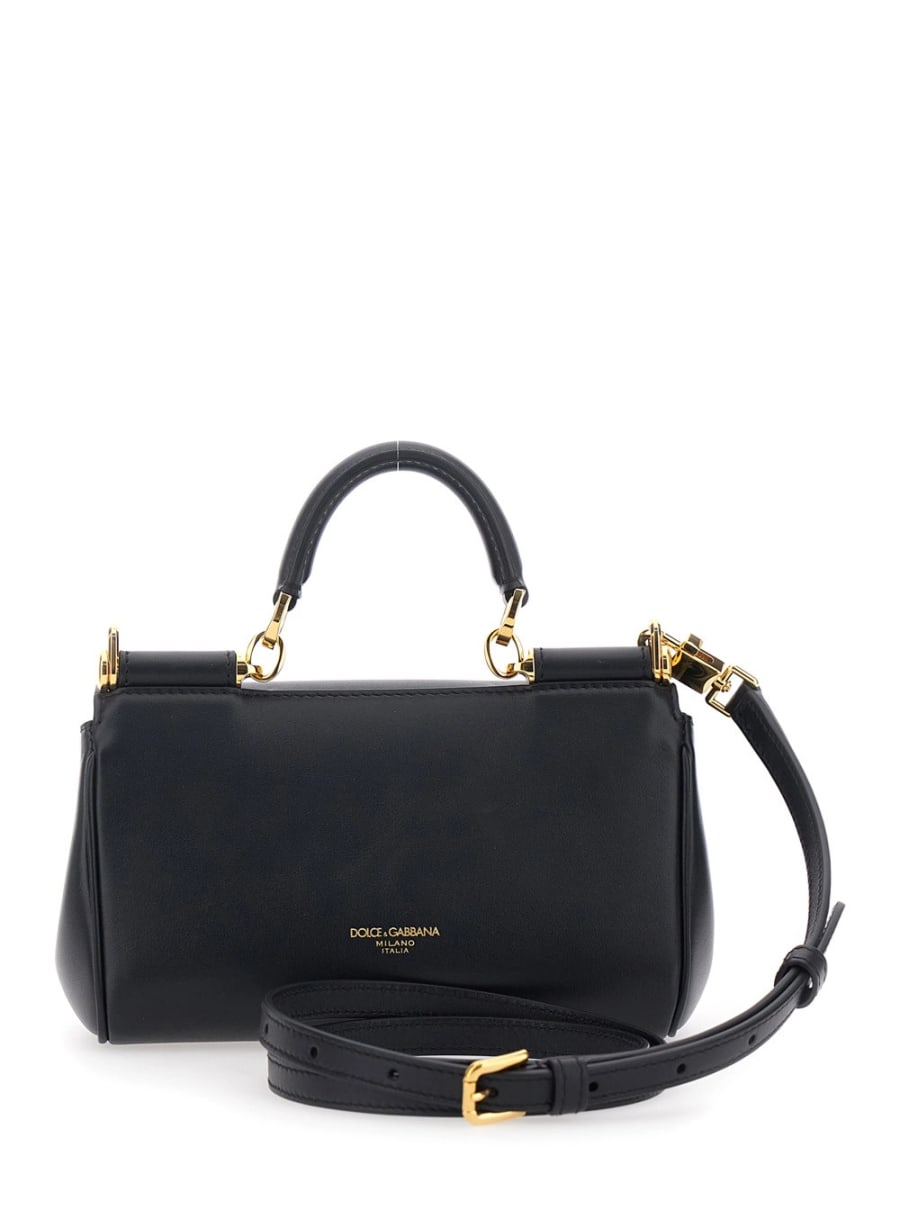 Dolce & Gabbana Borsa a Tracolla 'My Sicily' Mini con Tracolla Regolabile e Removibile in Pelle Nera Donna, view 4