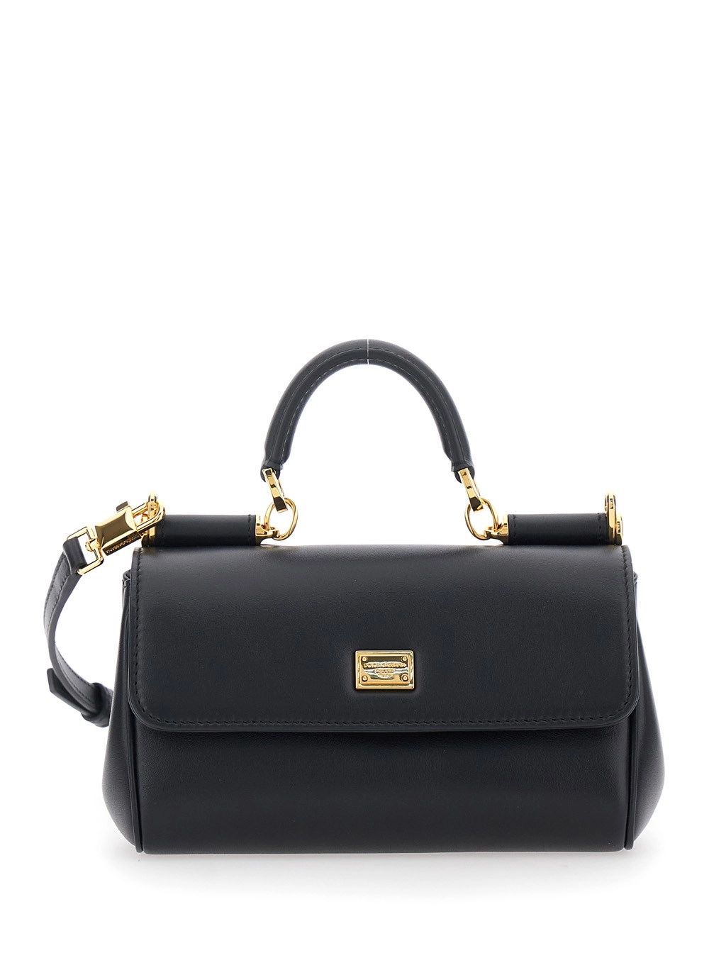 Dolce & Gabbana Borsa a Tracolla 'My Sicily' Mini con Tracolla Regolabile e Removibile in Pelle Nera Donna