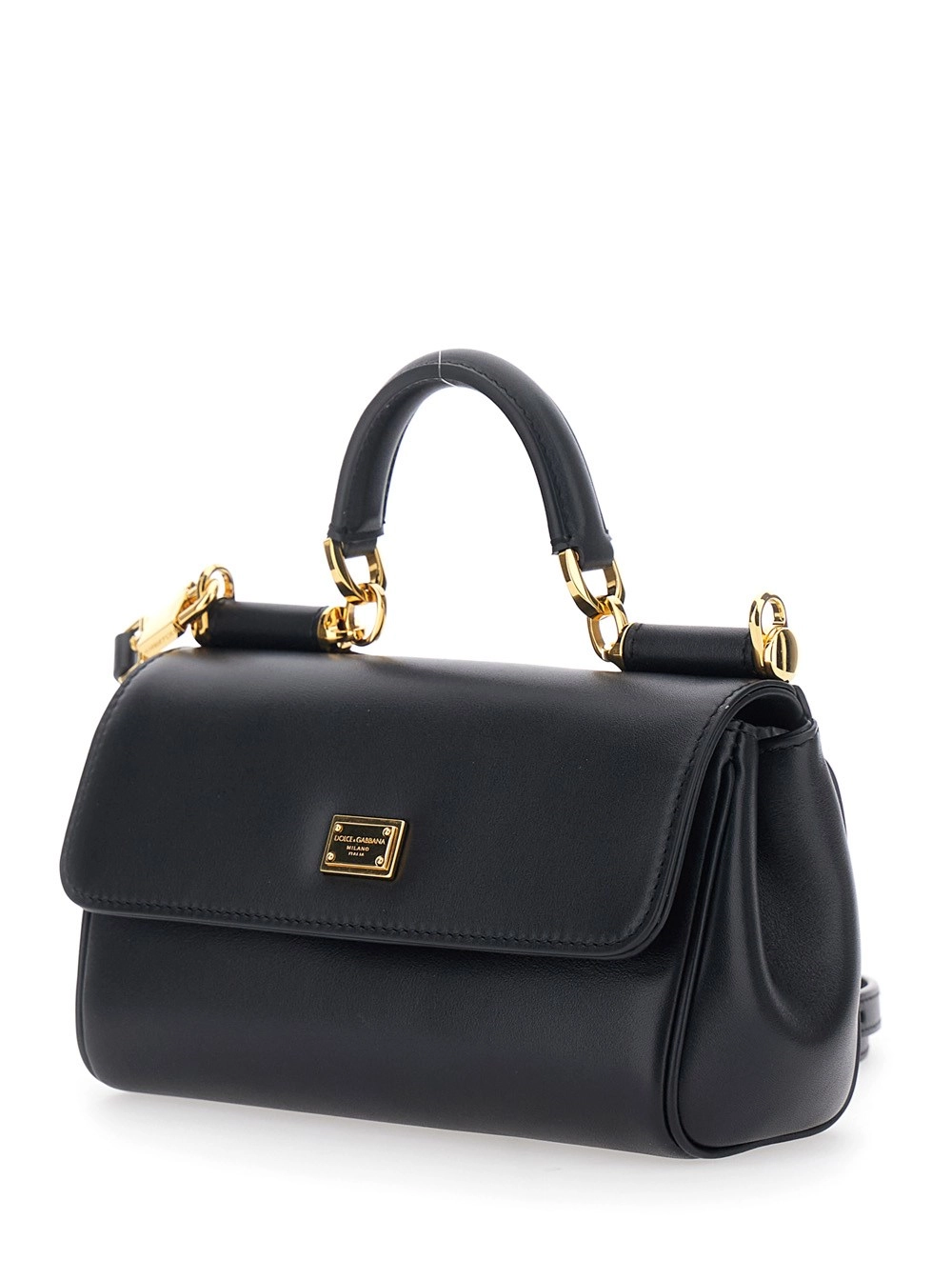 Dolce & Gabbana Borsa a Tracolla 'My Sicily' Mini con Tracolla Regolabile e Removibile in Pelle Nera Donna, view 2