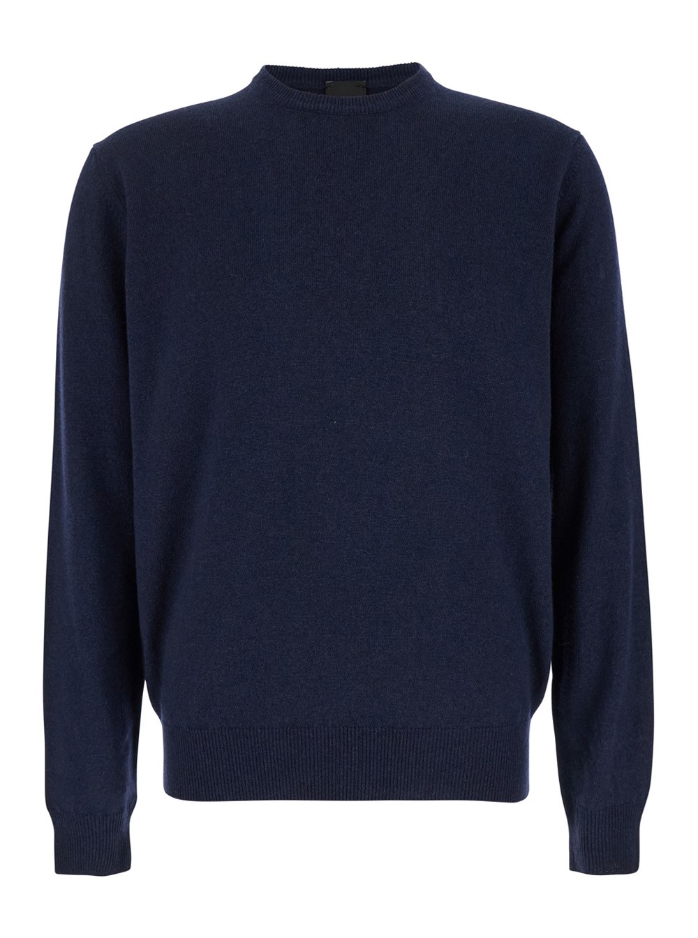 Leplain Maglia girocollo in misto lana merino e seta blu uomo