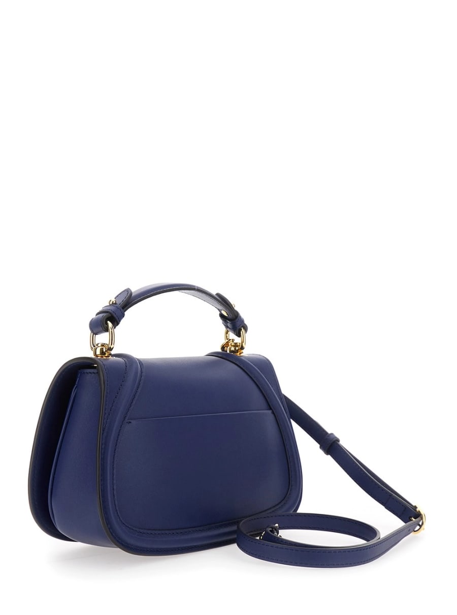 Gucci Borsa a Mano 'Blondie' con Placca Logo GG sul Fronte in Pelle Blu Donna, view 3