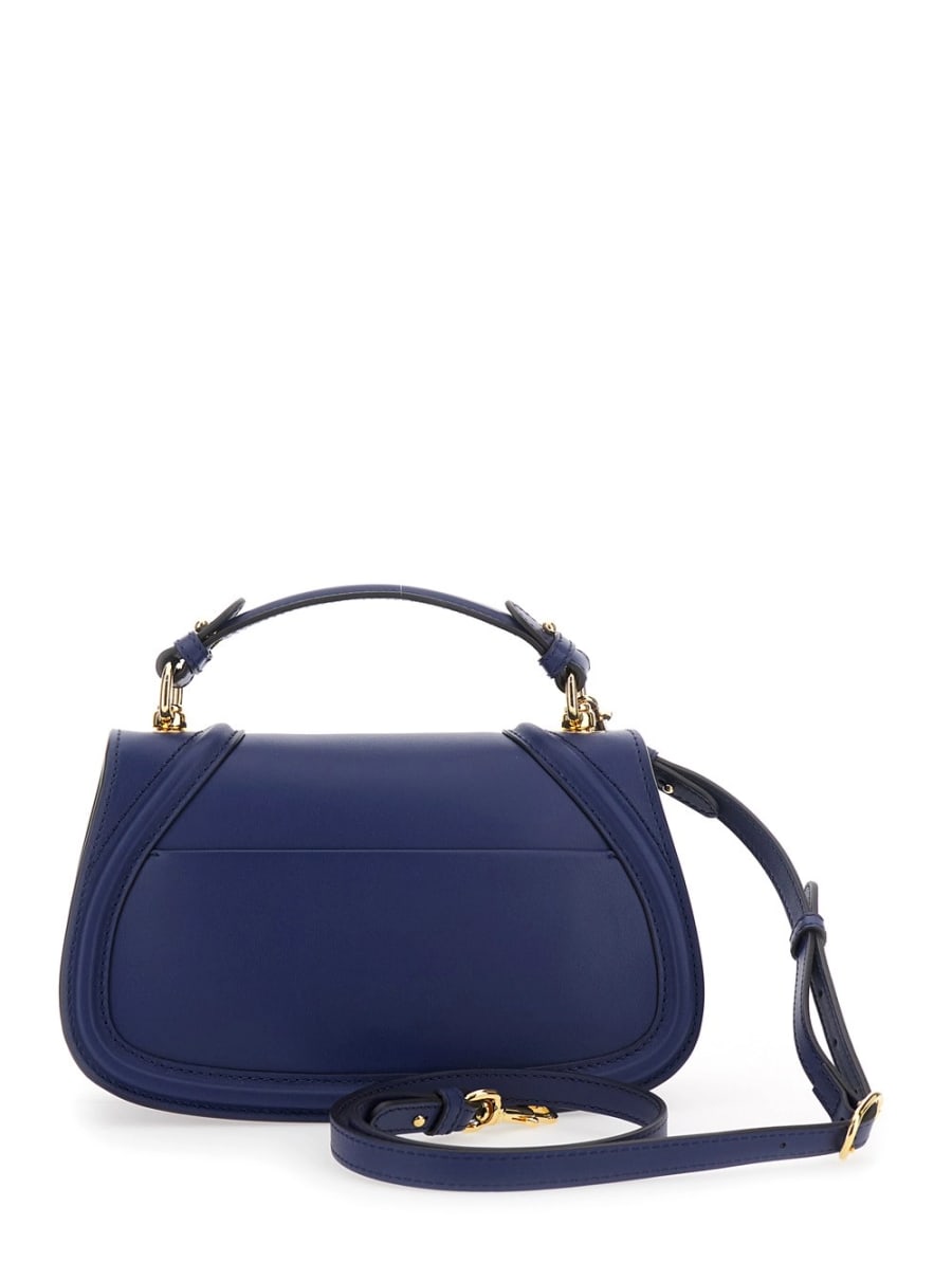 Gucci Borsa a Mano 'Blondie' con Placca Logo GG sul Fronte in Pelle Blu Donna, view 4
