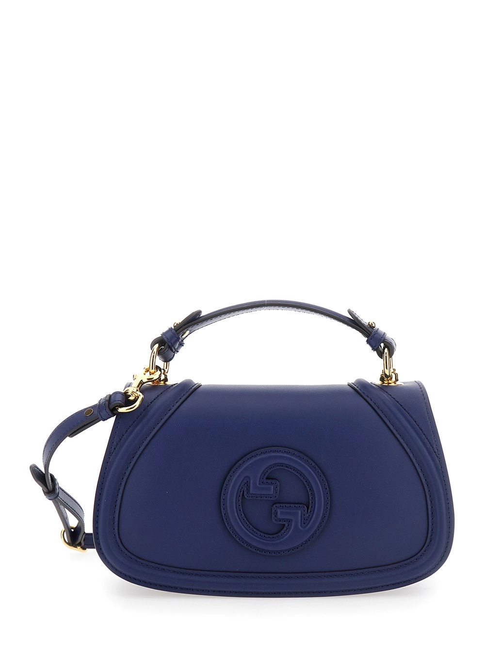 Gucci Borsa a Mano 'Blondie' con Placca Logo GG sul Fronte in Pelle Blu Donna