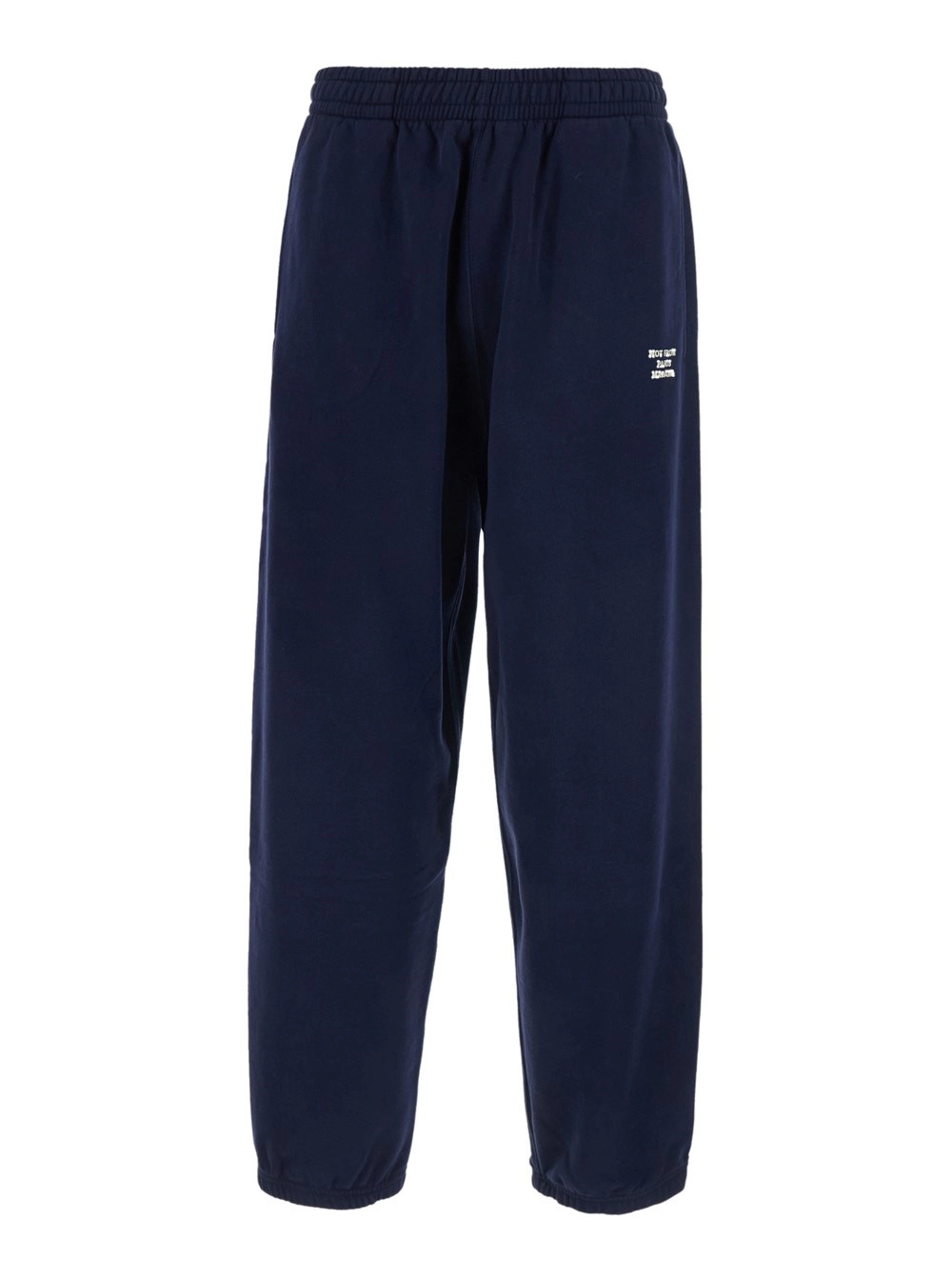 Drôle de monsieur Pantaloni con vita elasticizzata e slogan sul fronte in cotone blu uomo