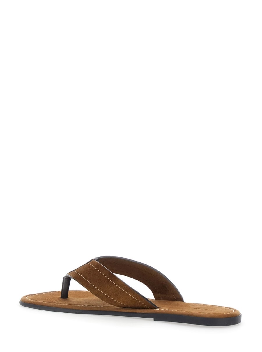 The Row Sandali 'Beach Sport 2' con Design Infradito e Cuciture a Contrasto in Pelle Scamosciata Marroni Donna, view 3