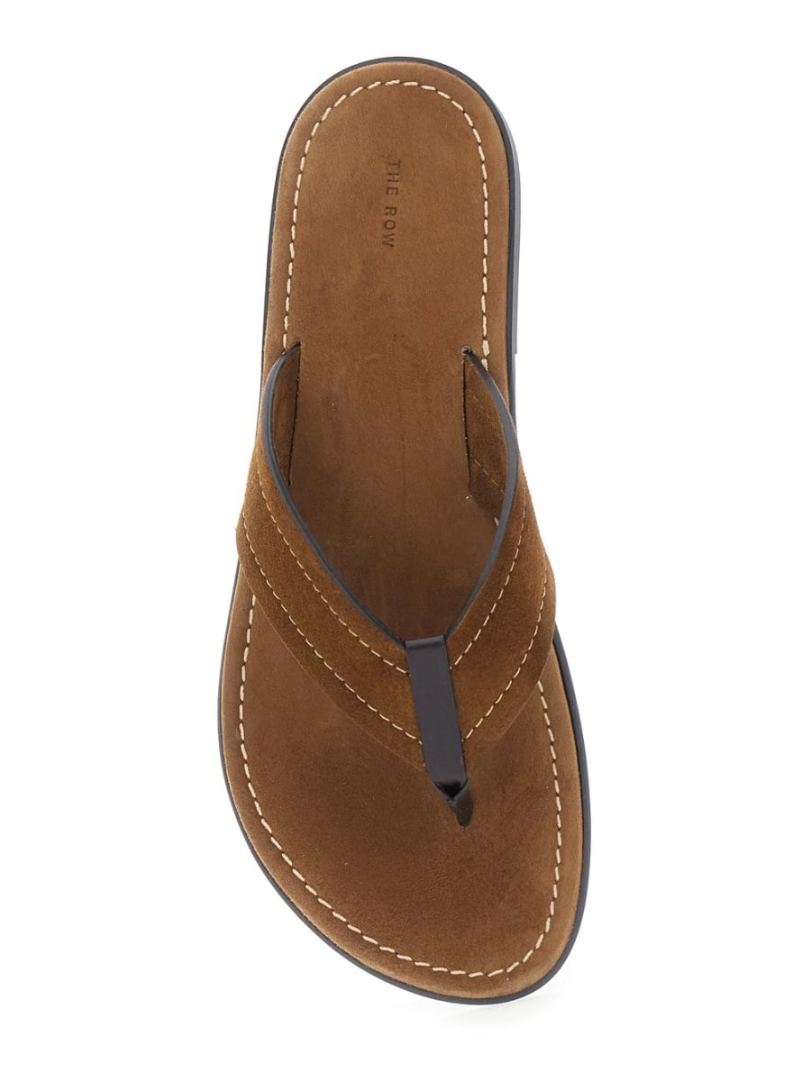 The Row Sandali 'Beach Sport 2' con Design Infradito e Cuciture a Contrasto in Pelle Scamosciata Marroni Donna, view 4