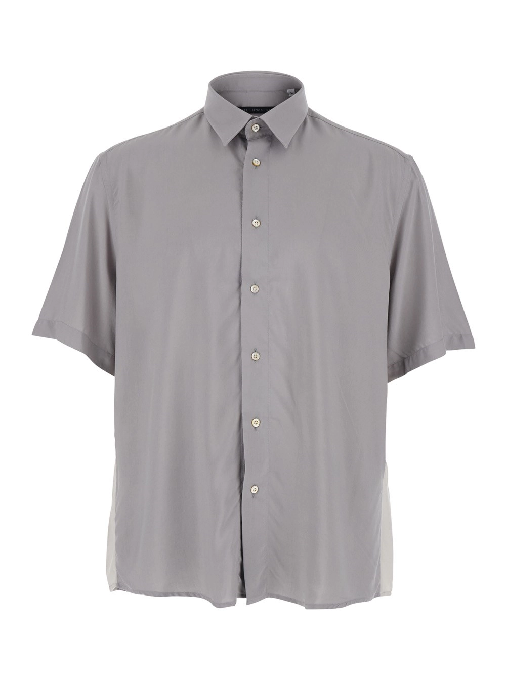 Low brand Camicia con maniche corte e colletto classico in Viscosa grigia Uomo