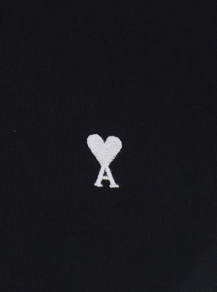 AMI Paris T-Shirt con Ricamo ADC sul Fronte in Cotone Nera Donna, view 3
