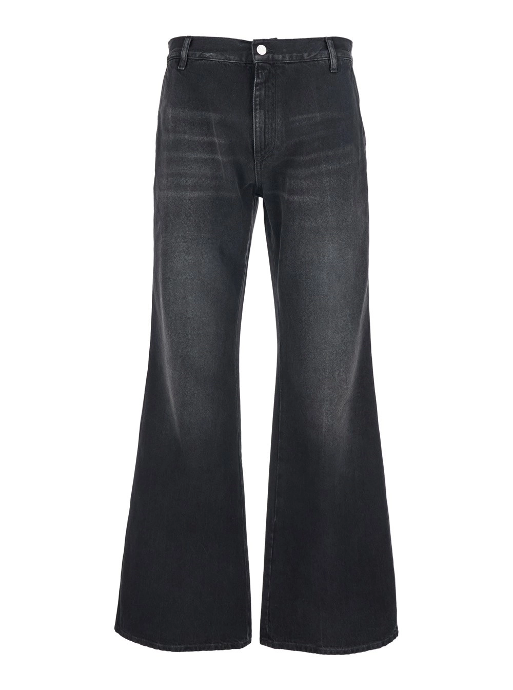 Amiri Jeans con Gamba Ampia e Patch Logo sul Retro in Denim Nero Uomo