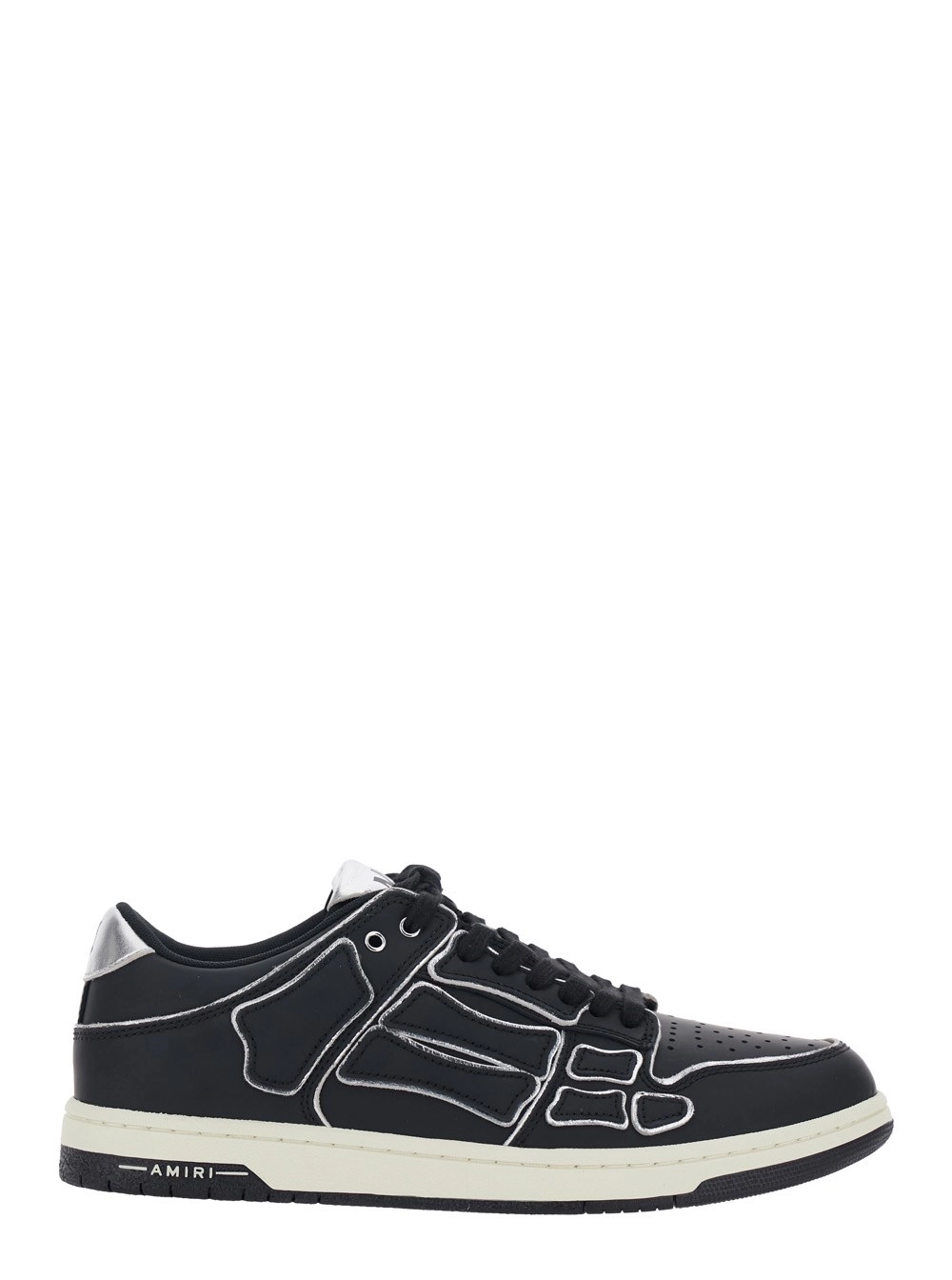 Amiri Sneaker 'Skel Top Low' con Patch Logo sulla Linguetta e Dettagli a Contrasto sui Lato in Pelle Nere Uomo