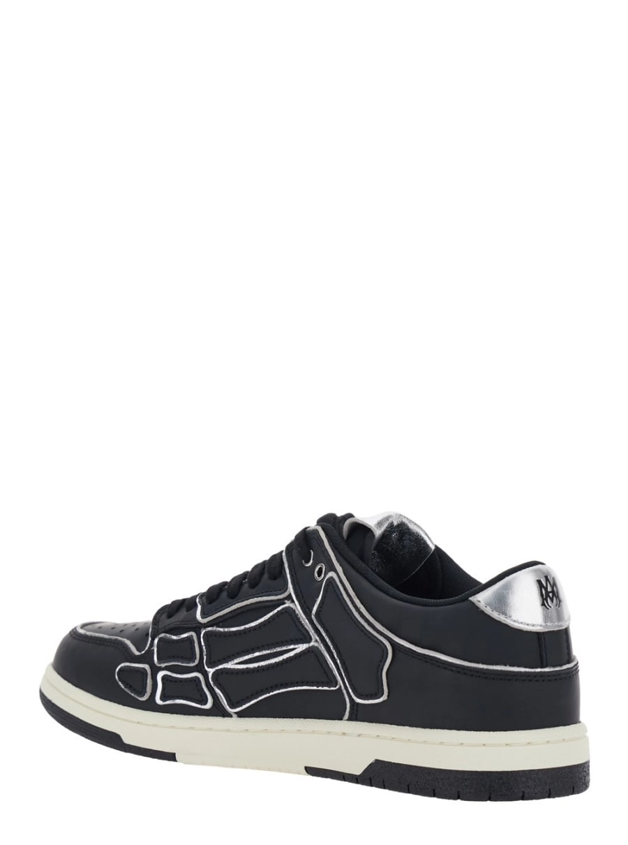 Amiri Sneaker 'Skel Top Low' con Patch Logo sulla Linguetta e Dettagli a Contrasto sui Lato in Pelle Nere Uomo, view 3