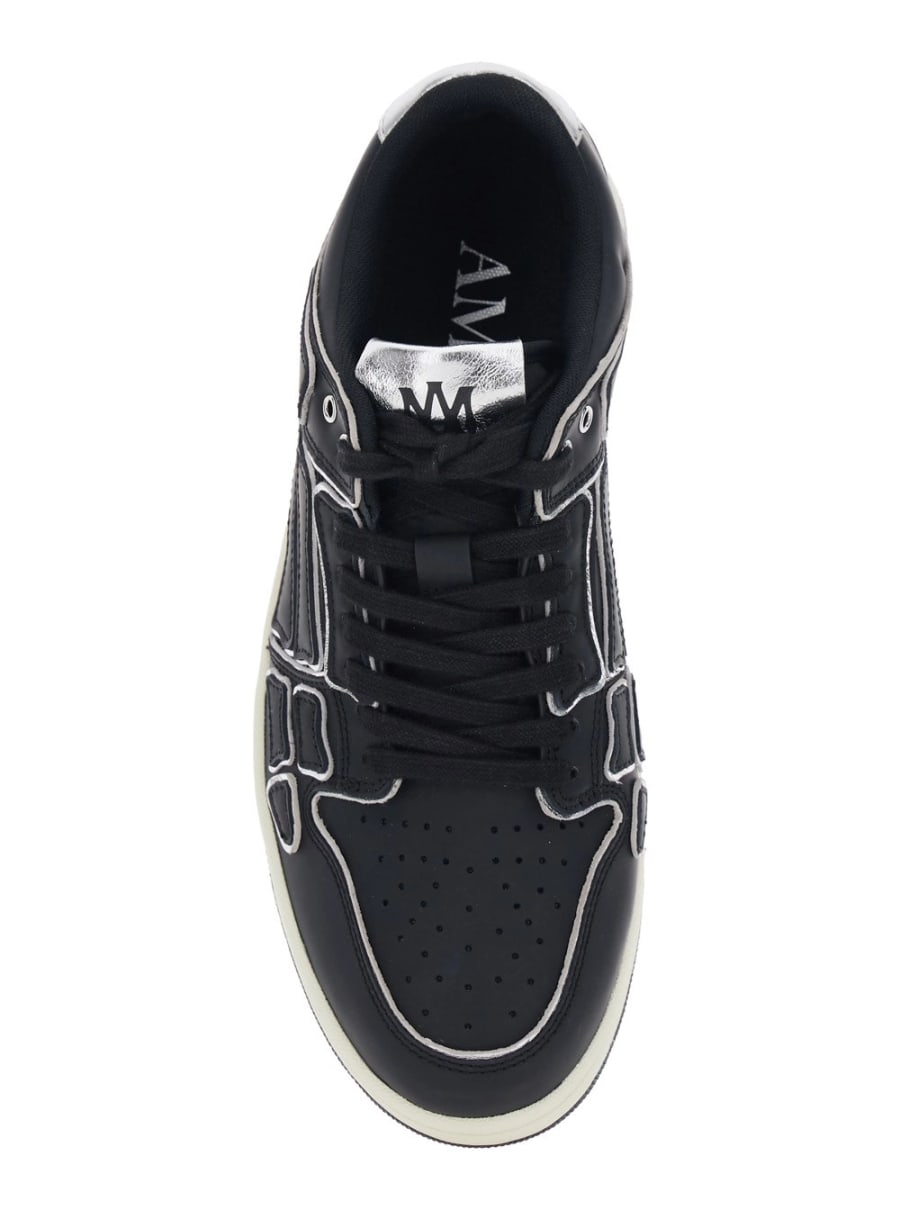 Amiri Sneaker 'Skel Top Low' con Patch Logo sulla Linguetta e Dettagli a Contrasto sui Lato in Pelle Nere Uomo, view 4