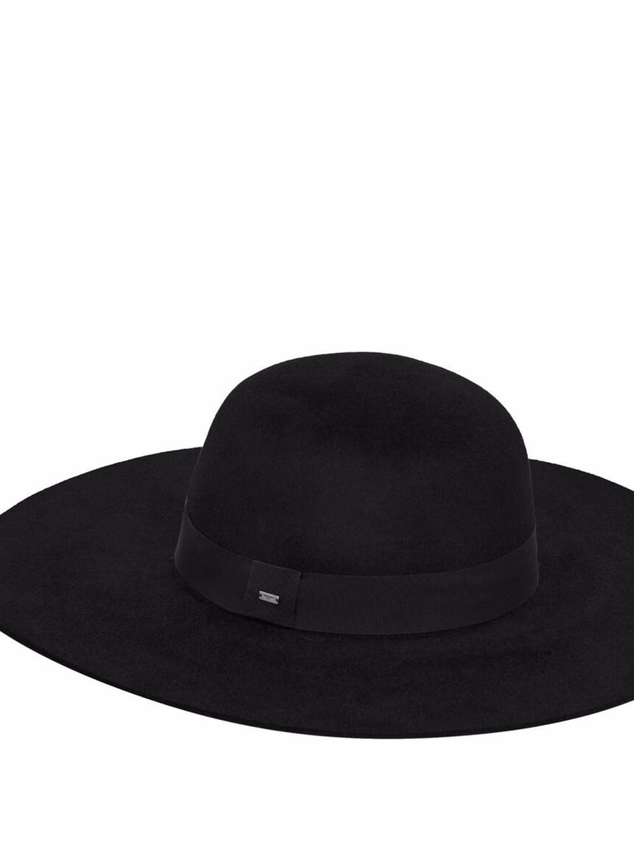 Saint Laurent Cappello Asimmetrico in Feltro con Nastro Gros Grain, view 2