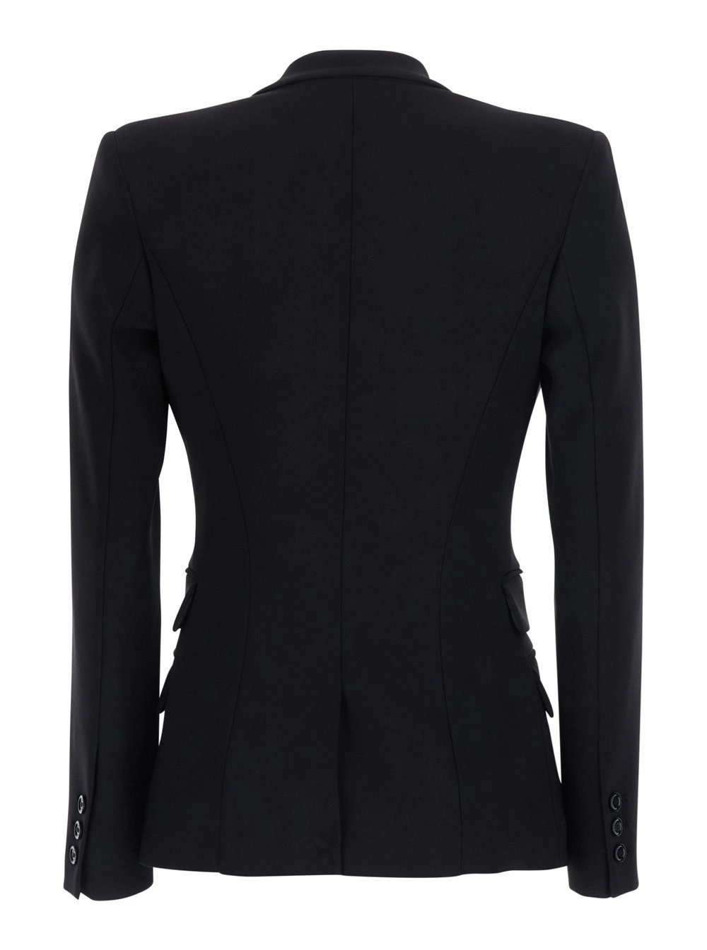 Elisabetta Franchi Blazer con collo a rever e maniche lunghe in crepe, in nero, donna, view 2