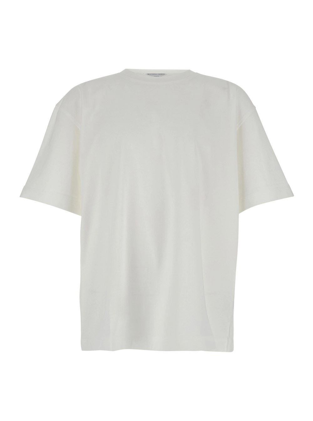 Bottega Veneta T-Shirt Girocollo con Ricamo sul Fronte in Cotone Bianca Uomo