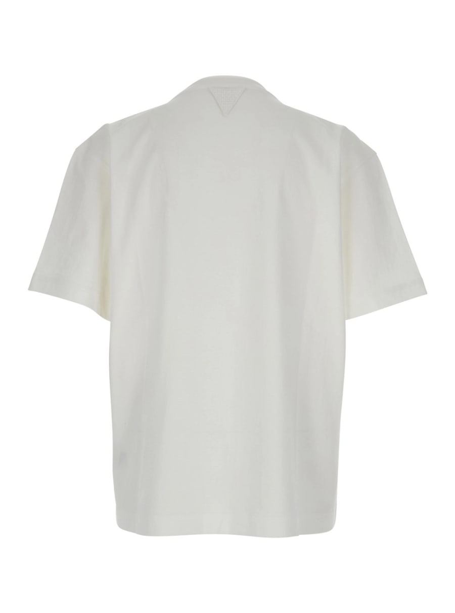 Bottega Veneta T-Shirt Girocollo con Ricamo sul Fronte in Cotone Bianca Uomo, view 2