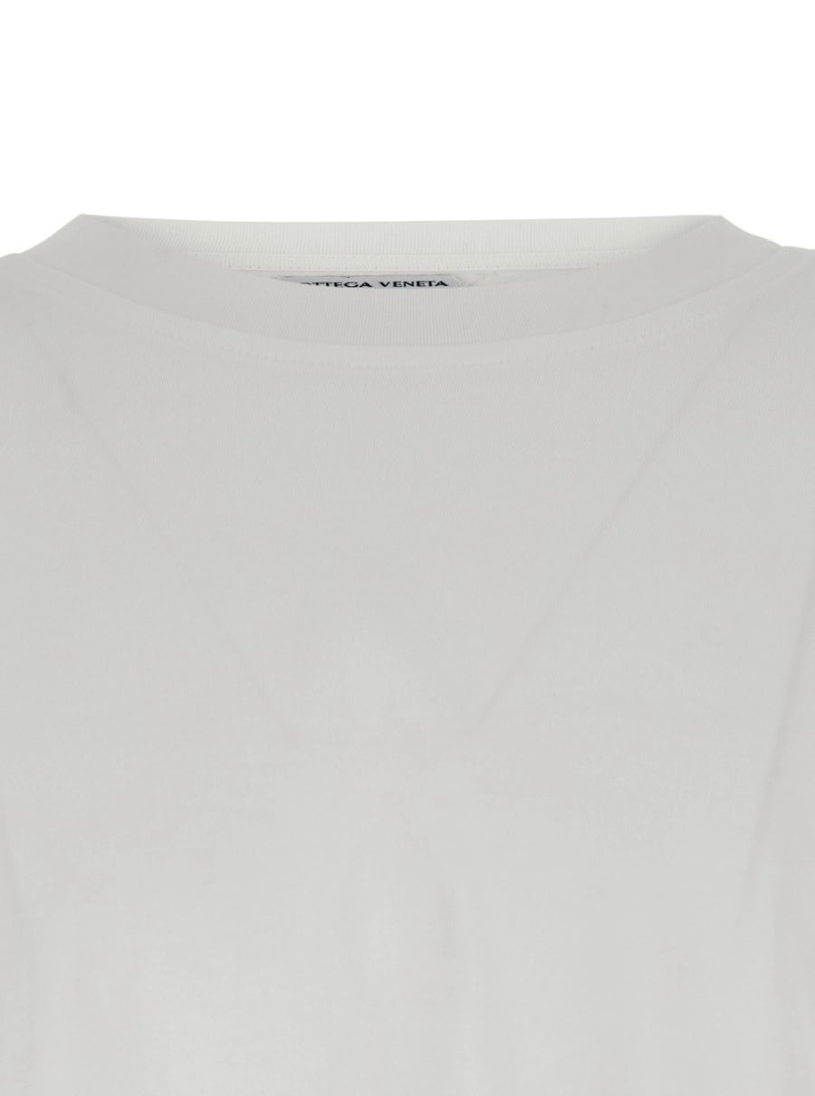 Bottega Veneta T-Shirt Girocollo con Ricamo sul Fronte in Cotone Bianca Uomo, view 3