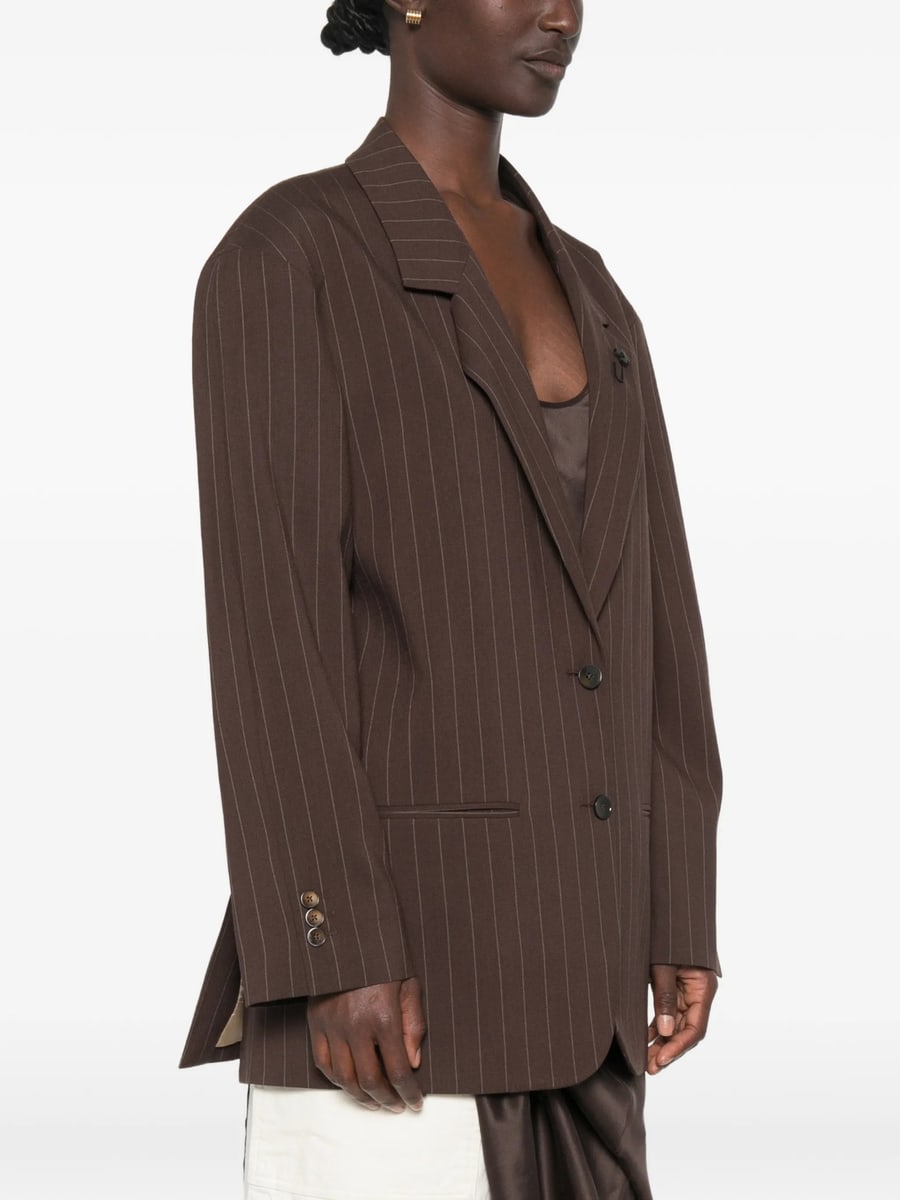 Lardini Lardini Pinstripe-pattern Single-breasted Wool Blazer, view 2