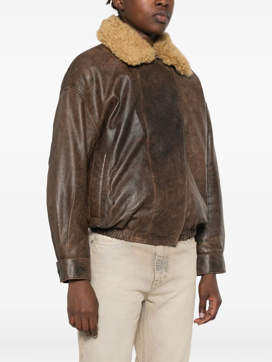 R13 R13 Shearling-collar Leather Jacket, view 4