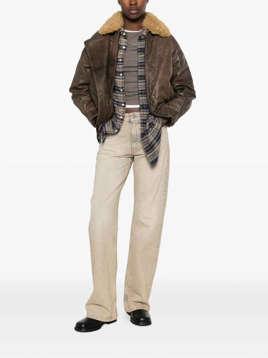 R13 R13 Shearling-collar Leather Jacket, view 5